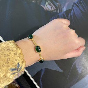 ✨18K Gold Plated Bracelet with Green Gem✨
